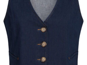 Gilet en snygg denim väst för den modemedvetna kvinnan. V-ringad i en läcker djupblå kulör.